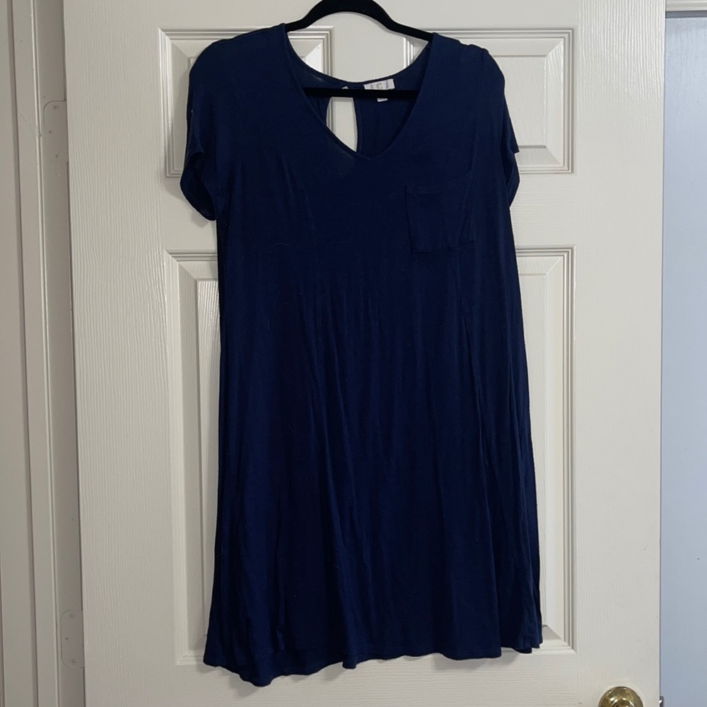 Navy blue pocket t shirt dress